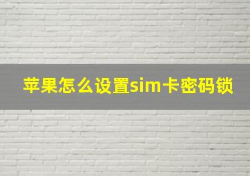 苹果怎么设置sim卡密码锁