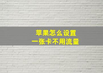 苹果怎么设置一张卡不用流量