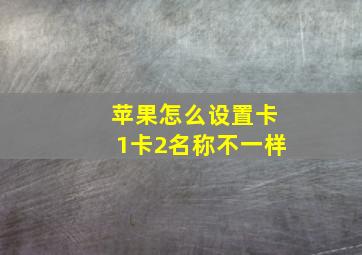 苹果怎么设置卡1卡2名称不一样