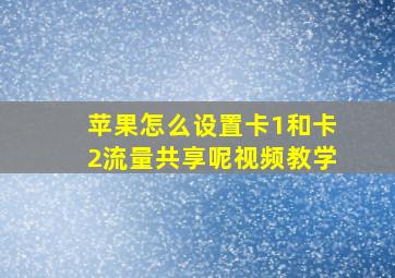 苹果怎么设置卡1和卡2流量共享呢视频教学