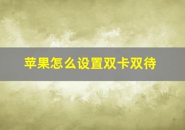 苹果怎么设置双卡双待