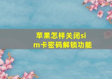 苹果怎样关闭sim卡密码解锁功能