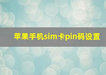 苹果手机sim卡pin码设置