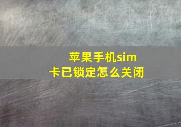 苹果手机sim卡已锁定怎么关闭