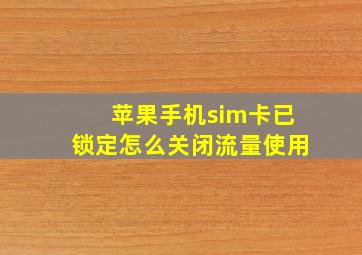 苹果手机sim卡已锁定怎么关闭流量使用