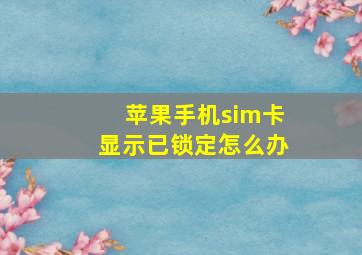 苹果手机sim卡显示已锁定怎么办