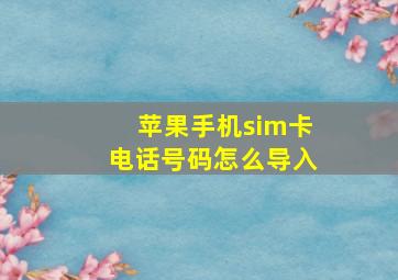 苹果手机sim卡电话号码怎么导入