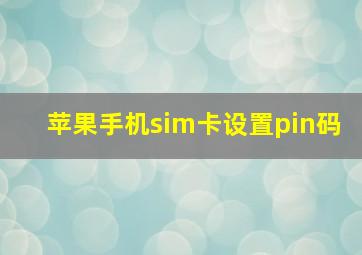 苹果手机sim卡设置pin码