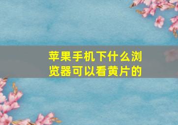 苹果手机下什么浏览器可以看黄片的