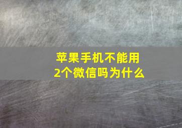 苹果手机不能用2个微信吗为什么