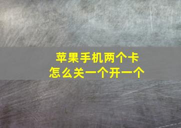 苹果手机两个卡怎么关一个开一个