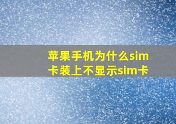 苹果手机为什么sim卡装上不显示sim卡