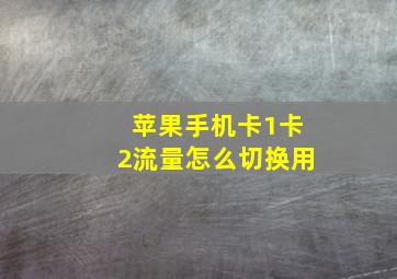 苹果手机卡1卡2流量怎么切换用