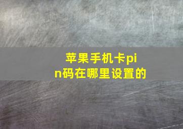 苹果手机卡pin码在哪里设置的