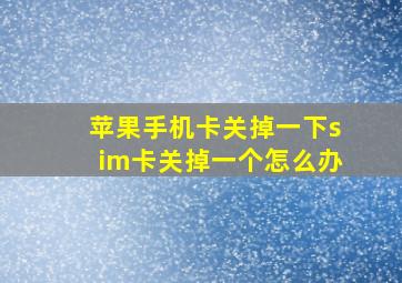 苹果手机卡关掉一下sim卡关掉一个怎么办