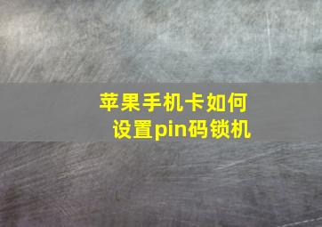 苹果手机卡如何设置pin码锁机