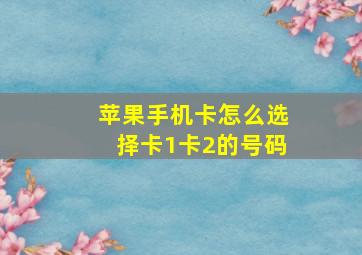 苹果手机卡怎么选择卡1卡2的号码