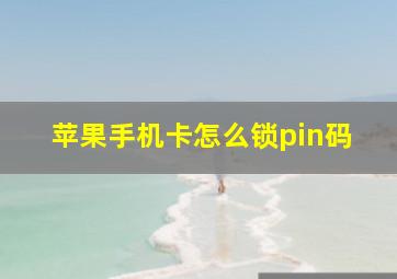 苹果手机卡怎么锁pin码