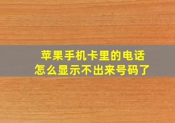 苹果手机卡里的电话怎么显示不出来号码了