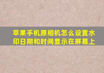 苹果手机原相机怎么设置水印日期和时间显示在屏幕上