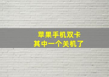 苹果手机双卡其中一个关机了