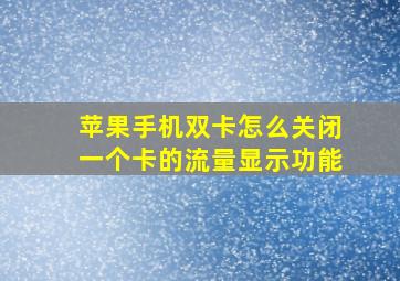 苹果手机双卡怎么关闭一个卡的流量显示功能