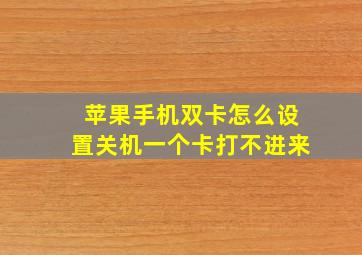 苹果手机双卡怎么设置关机一个卡打不进来