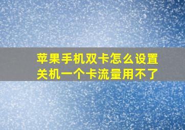 苹果手机双卡怎么设置关机一个卡流量用不了