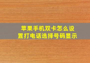 苹果手机双卡怎么设置打电话选择号码显示