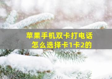 苹果手机双卡打电话怎么选择卡1卡2的