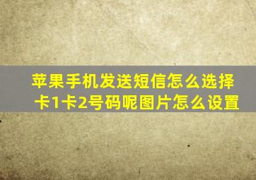 苹果手机发送短信怎么选择卡1卡2号码呢图片怎么设置