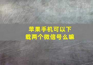 苹果手机可以下载两个微信号么嘛