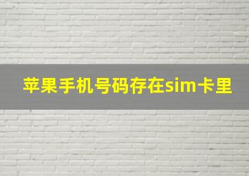 苹果手机号码存在sim卡里