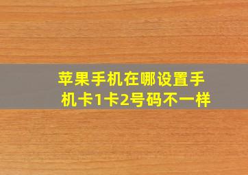 苹果手机在哪设置手机卡1卡2号码不一样