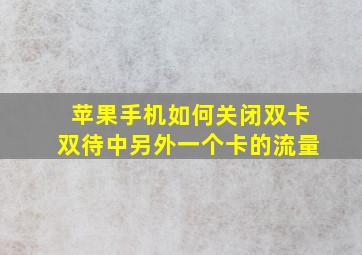 苹果手机如何关闭双卡双待中另外一个卡的流量