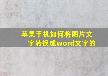 苹果手机如何将图片文字转换成word文字的