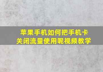 苹果手机如何把手机卡关闭流量使用呢视频教学