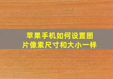 苹果手机如何设置图片像素尺寸和大小一样