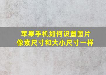 苹果手机如何设置图片像素尺寸和大小尺寸一样