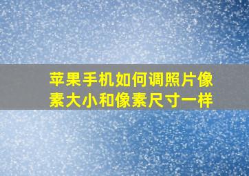 苹果手机如何调照片像素大小和像素尺寸一样