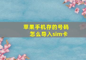 苹果手机存的号码怎么导入sim卡