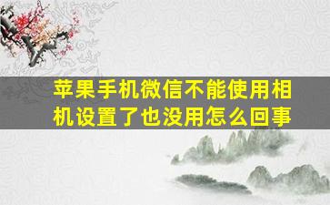 苹果手机微信不能使用相机设置了也没用怎么回事