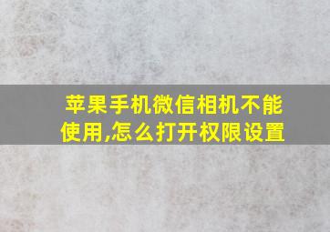 苹果手机微信相机不能使用,怎么打开权限设置