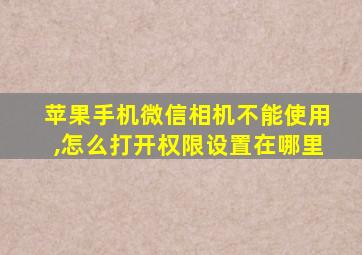 苹果手机微信相机不能使用,怎么打开权限设置在哪里