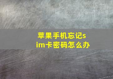 苹果手机忘记sim卡密码怎么办