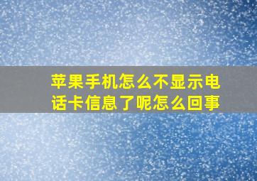 苹果手机怎么不显示电话卡信息了呢怎么回事