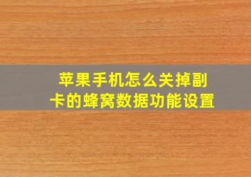 苹果手机怎么关掉副卡的蜂窝数据功能设置