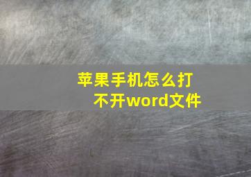 苹果手机怎么打不开word文件