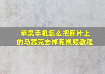 苹果手机怎么把图片上的马赛克去掉呢视频教程