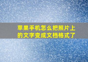 苹果手机怎么把照片上的文字变成文档格式了